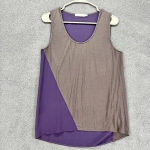 Raffi Cotton tank top Women Size M Purple gray Scoop Neck Tunic semi sheer